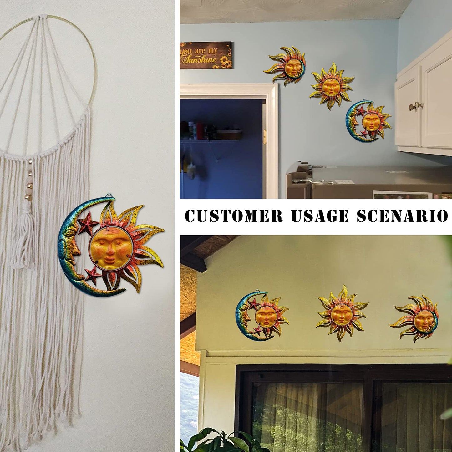 Sun Face Metal Wall Art Decor