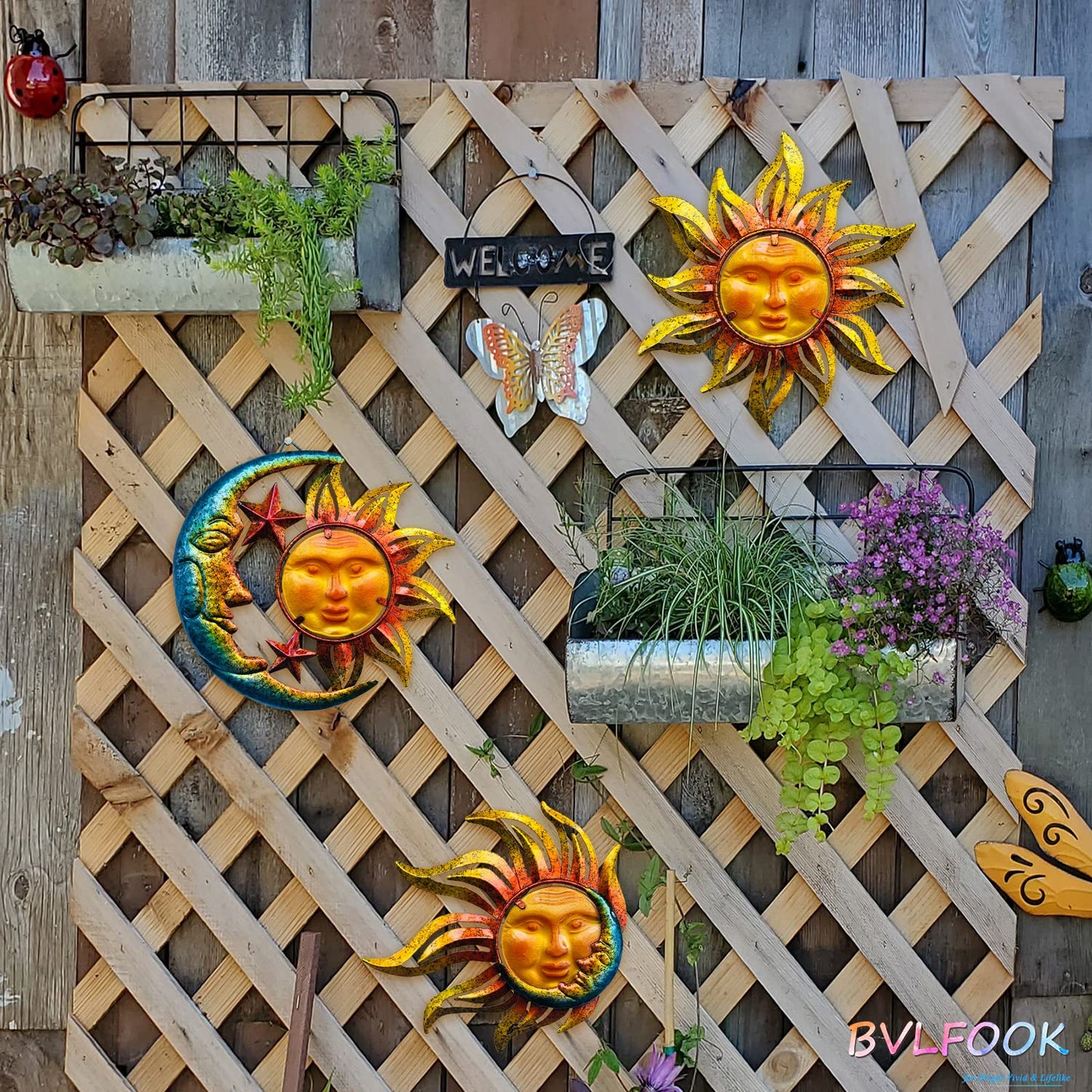 Sun Face Metal Wall Art Decor