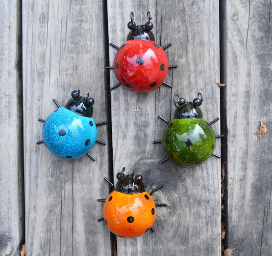 Metal Ladybug Garden Wall Art