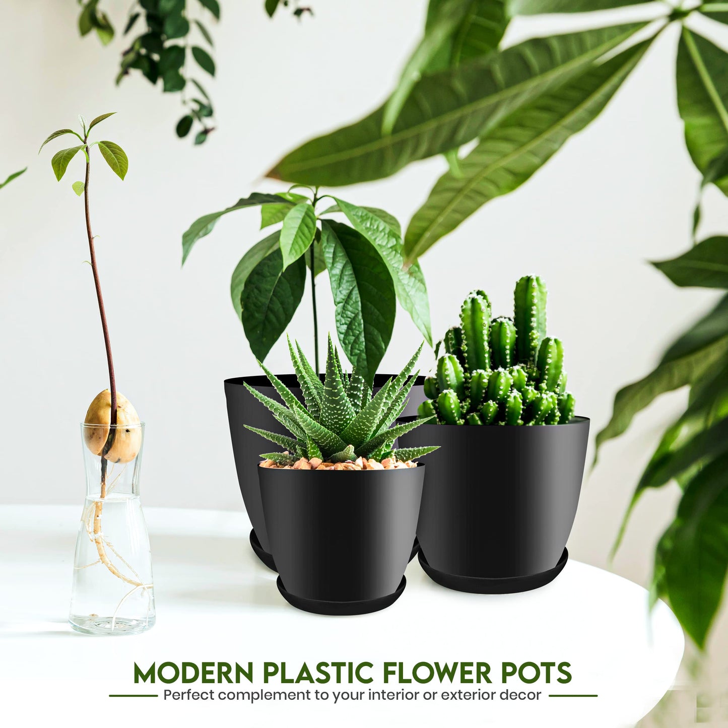 Plastic Plant Pots with Saucers