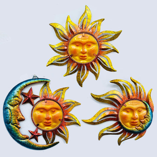 Sun Face Metal Wall Art Decor